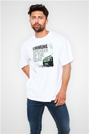 Emmure Baskılı Unisex Beyaz Oversize Tişört