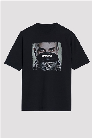 Emmure Baskılı Unisex Siyah Oversize Tişört