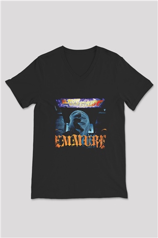 Emmure Baskılı Unisex Siyah V Yaka Tişört
