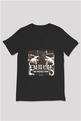 Emmure Baskılı Unisex Siyah V Yaka Tişört