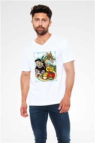 Emmure Beyaz Unisex V Yaka Tişört T-Shirt