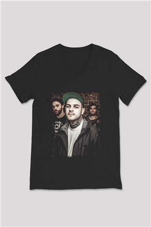 Emmure Siyah Unisex V Yaka Tişört T-Shirt