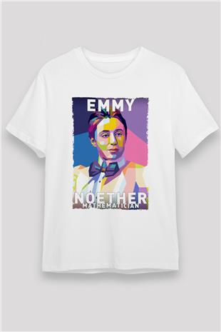 Emmy Noether Baskılı Unisex Beyaz Tişört - Tshirt