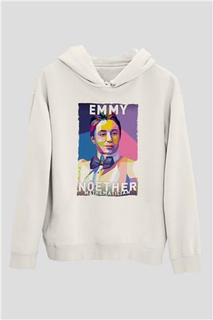 Emmy Noether Baskılı Unisex Ekru Hoodie