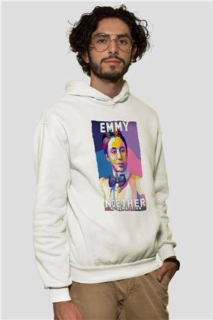 Emmy Noether Baskılı Unisex Ekru Hoodie