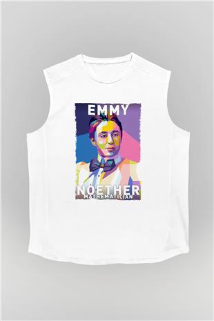 Emmy Noether Baskılı Unisex Kolsuz Beyaz Tişört - Tshirt