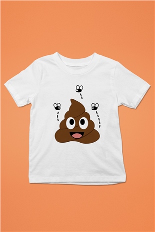 Emoji Baskılı Unisex Beyaz  Çocuk Tişört
