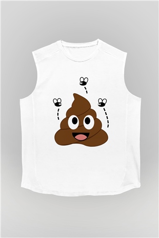 Emoji Baskılı Unisex Beyaz  Kolsuz Tişört