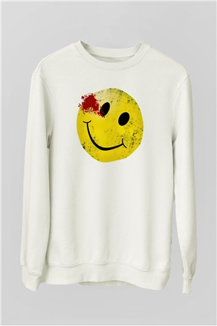 Emoji Baskılı Unisex Beyaz  Sweatshirt