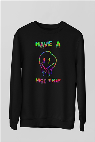 Emoji Baskılı Unisex Siyah  Sweatshirt
