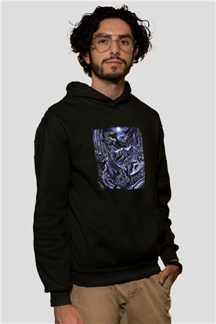 Emperor Baskılı Unisex Siyah Hoodie