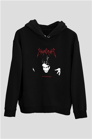Emperor Baskılı Unisex Siyah Hoodie
