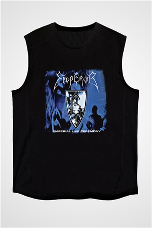 Emperor Baskılı Unisex Siyah Kolsuz Tişört