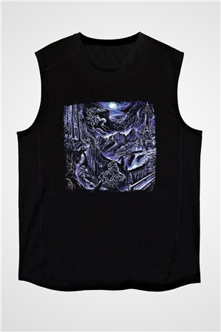 Emperor Baskılı Unisex Siyah Kolsuz Tişört