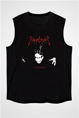 Emperor Baskılı Unisex Siyah Kolsuz Tişört