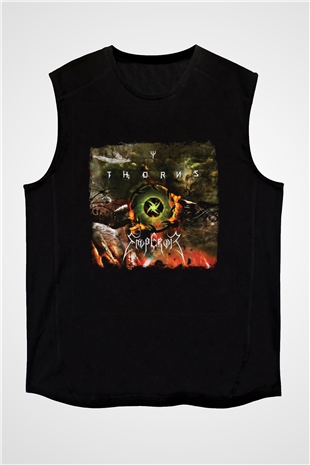 Emperor Baskılı Unisex Siyah Kolsuz Tişört