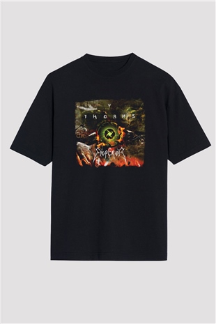 Emperor Baskılı Unisex Siyah Oversize Tişört