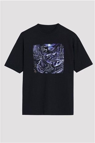 Emperor Baskılı Unisex Siyah Oversize Tişört