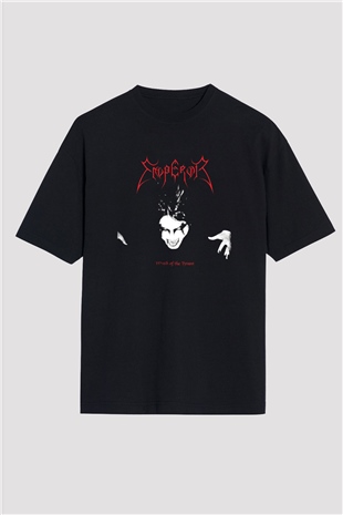 Emperor Baskılı Unisex Siyah Oversize Tişört