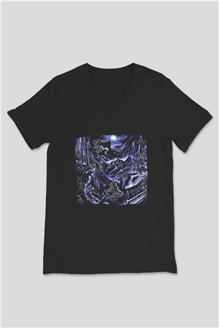 Emperor Baskılı Unisex Siyah V Yaka Tişört