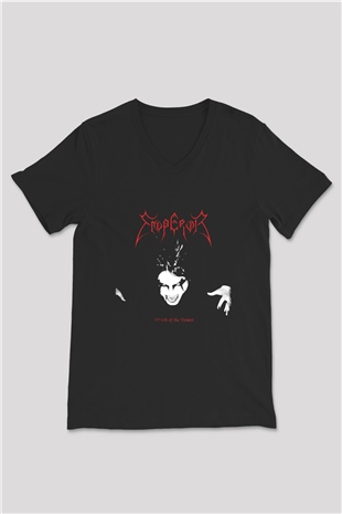 Emperor Baskılı Unisex Siyah V Yaka Tişört