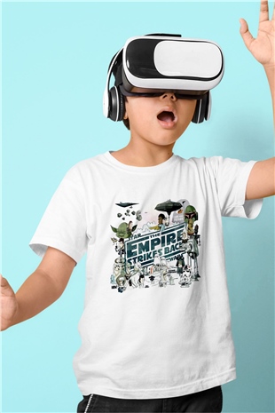 Empire Strikes Back Beyaz Unisex  Çocuk Tişört