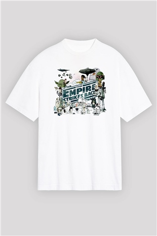 Empire Strikes Back Beyaz Oversize Tişört