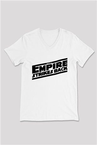Empire Strikes Back Beyaz Unisex V Yaka Tişört