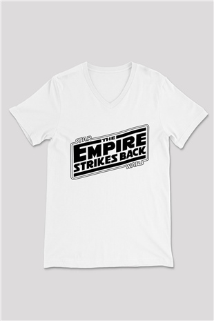 Empire Strikes Back Beyaz Unisex  V Yaka Tişört