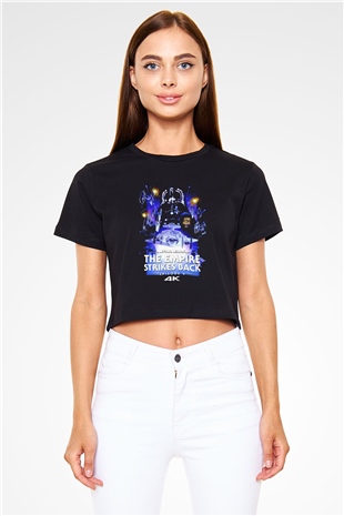 Empire Strikes Back Siyah   Crop Top Tişört