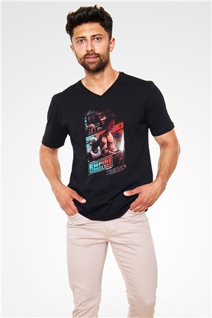 Empire Strikes Back Siyah Unisex  V Yaka Tişört