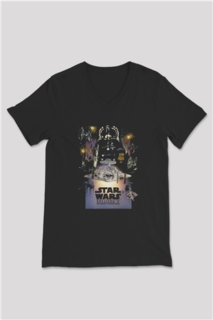 Empire Strikes Back Siyah Unisex  V Yaka Tişört