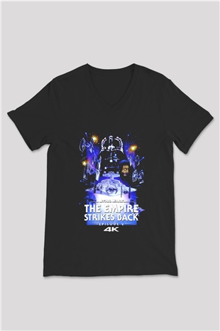 Empire Strikes Back Siyah Unisex  V Yaka Tişört