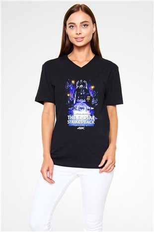 Empire Strikes Back Siyah Unisex  V Yaka Tişört