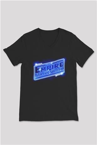 Empire Strikes Back Siyah Unisex  V Yaka Tişört
