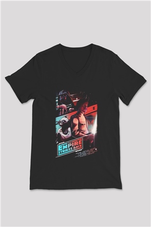 Empire Strikes Back Siyah Unisex  V Yaka Tişört