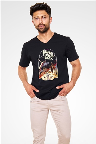 Empire Strikes Back Siyah Unisex  V Yaka Tişört