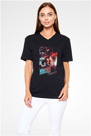 Empire Strikes Back Siyah Unisex  V Yaka Tişört