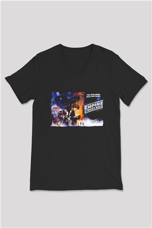 Empire Strikes Back Siyah Unisex  V Yaka Tişört