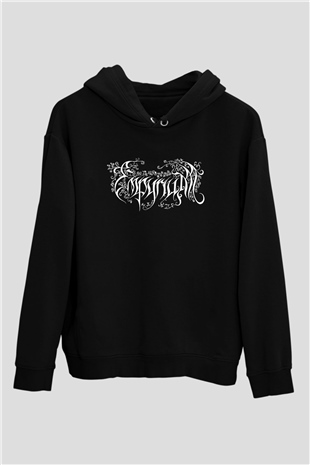 Empyrium Baskılı Unisex Siyah Kapüşonlu Sweatshirt