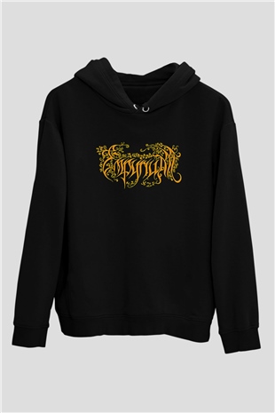 Empyrium Baskılı Unisex Siyah Kapüşonlu Sweatshirt