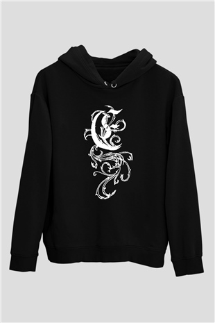 Empyrium Baskılı Unisex Siyah Kapüşonlu Sweatshirt