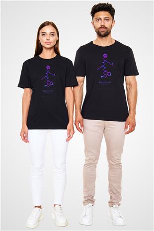 Endorfin Molekülü Baskılı Unisex Siyah Tişört - Tshirt