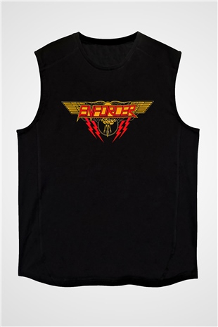 Enforcer Baskılı Unisex Siyah Kolsuz Tişört - Tshirt