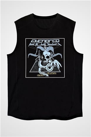 Enforcer Baskılı Unisex Siyah Kolsuz Tişört - Tshirt