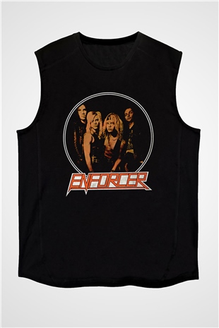Enforcer Baskılı Unisex Siyah Kolsuz Tişört - Tshirt