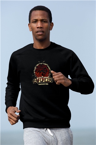 Enforcer Baskılı Unisex Siyah Sweatshirt