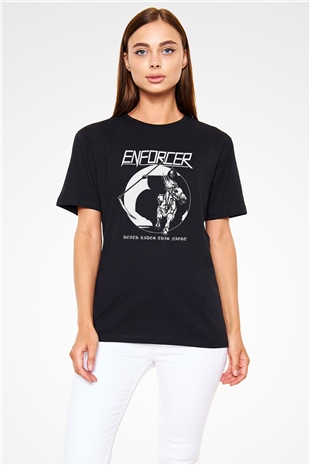 Enforcer Baskılı Unisex Siyah Tişört - Tshirt