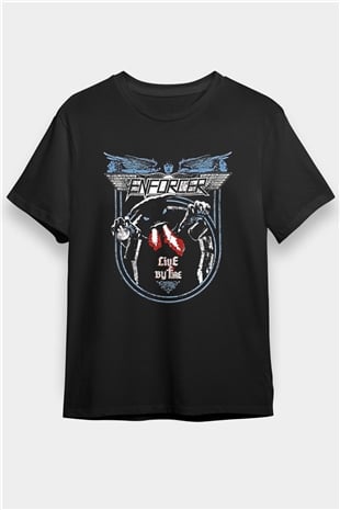 Enforcer Baskılı Unisex Siyah Tişört - Tshirt