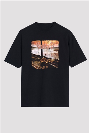 Ensiferum Baskılı Unisex Siyah Oversize Tişört